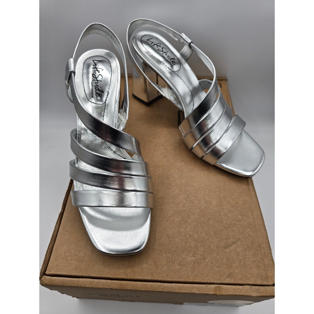 NEW Lifestride Women's Broadway Strappy Dress Sandal Silver, 8 M
